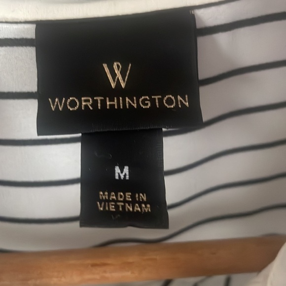 Worthington White Striped Sleeveless Button Down Shirt Sz Medium - Picture 2 of 5